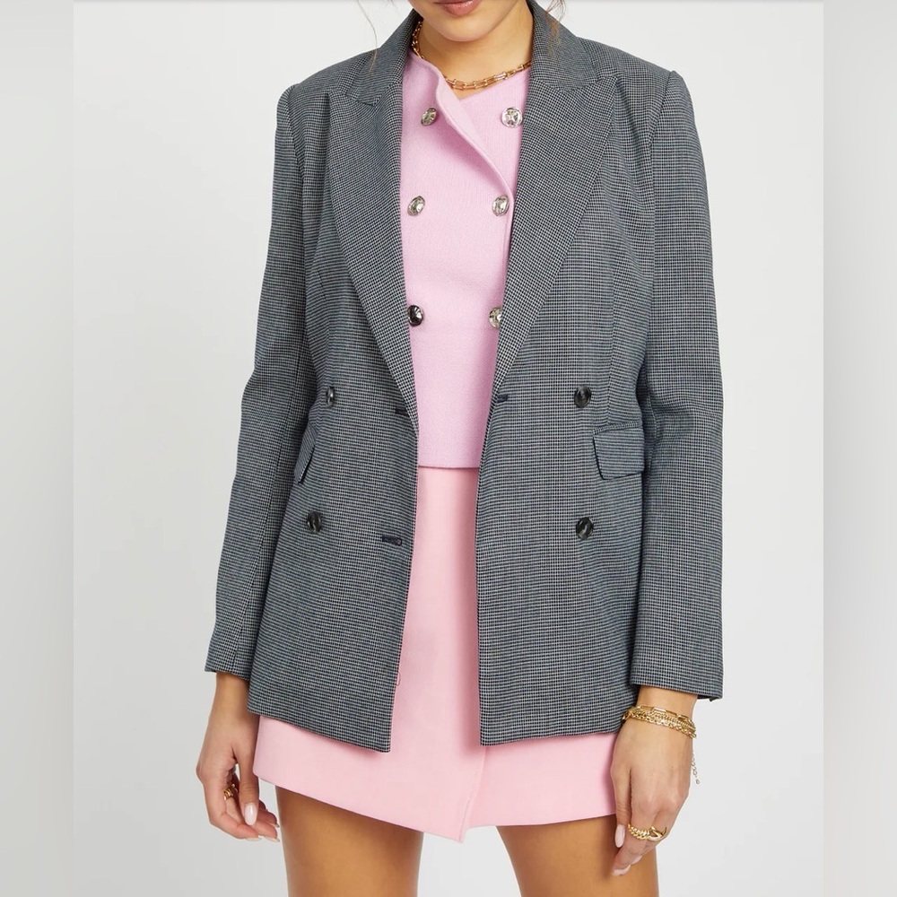 French Mauve Daphne Blazer Navy Women's Gray Double-Breasted Blazer